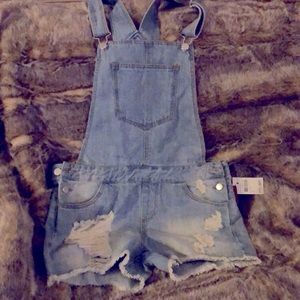 Fire Los Angeles denim overalls shorts